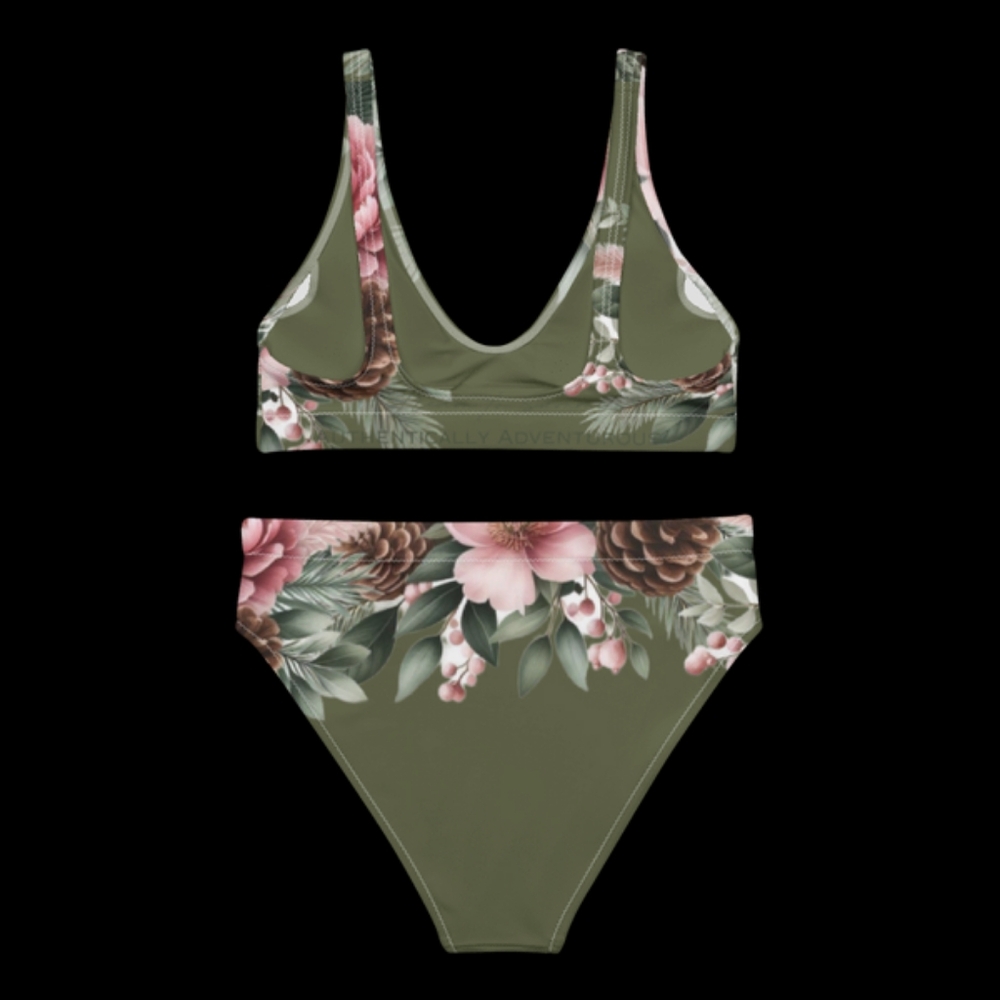 Deep Forest Green Recycled high-waisted bikini - Picture 2 of 8